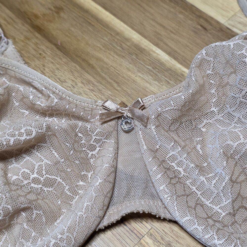 Chantelle 36D Nude Lace Unlined Underwire Full Coverage Bra Beige - Picture 2 of 6